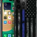 DJSOK Compatible with iPhone 14 CaseDesign Pattern Back Bumper Anti Scratch Reinforced Corners Soft TPU Caver,Cases for Men Women-American Police Flag