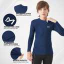 MEETYOO Boys Compression Shirt Long Sleeve Athletic Undershirt for Youth Kids Quick Dry Football Base Layer (Blue, L)
