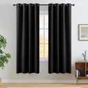 NICETOWN 100% Blackout Window Curtains 72 inches Long 2 Panels Set, Thermal Insulated Grommet Drapes, Room Darkening Curtain for Bedroom Living Room(W52 x L72 Inch, Black)