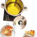 6QT Deep Fryer Set Stainless Steel Deep Fry Basket & 3-Ply Deep Frying Pot Sauce Pan With Lid