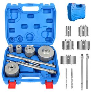 9PCS Masonry Hole Saw Kit - 4 Inch SDS Plus Max Bit Shank for Cement Brick Wall, Carbide Hole Saw Kit 30 40 65 80 100 MM, Diamond Drill Core Bit for Brick, Cement, Stone