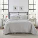 Laura Ashley - Felicity Collection - Quilt Set - 100% Cotton, Reversible, All Season Bedding with Matching Sham(s), Pre-Washed for Added Softness, King, Soft Grey