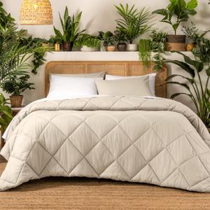  King Comforter - Comfy, Breathable, All Season - Down Alternative Comforter- Ultra-Soft, Fluffy, Lightweight - Diamond Stitch Quilting for Durability (King, Sand)