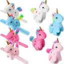 Leyndo Animal Slap Bracelets Stuffed Animal, Stuffed Animal Plush Slap Bracelets Bulk Kids Toys, 8 Inches (Unicorn,8 Pcs)