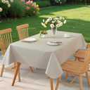 Rectangle Table Cloth, Waterproof Vinyl Tablecloth with Flannel Backing, Wipeable Reusable Rectangular Plastic Tablecloths for Dining, Camping, Indoor and Outdoor (Light Gray, 60" x 84")