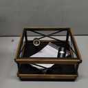 MAYNA 2-Light Industrial Ceiling Light Fixtures, Farmhouse Flush Mount Ceiling Light, Metal and Wood Square Dining Room Light Fixture for Hallway Bedroom Balcony Farmhouse,Black