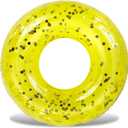 POZA Inflatable Pool Float Tube  Sparkly Confetti Swim Ring, Heavy Duty UV Resistant Inflatable Tube Pool Float for Kids & Adults  Multiple Colors & Sizes  Beach, Lake & Pool Party Float (36", Yellow Gold)