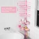 KEGII Shower Caddy Tension Pole, 4-Tier Rustproof Adjustable Corner Bathroom Organizer for Renters, 25114.2 Inch No Drill Space-Saving Shower Storage Rack, Pink