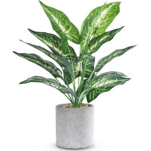 16" Small Fake Plants Artificial Tropical Faux Plants Indoor Desk Plant for Home Office Kitchen Shelf Sage Green Decor