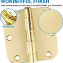 Door Hinges Polished Brass 3.5 Inch Door Hinges Gold 6 Pack 5/8" Radius Corners 3-1/2 Interior Door Hinge for Doors Bedroom Yellow Shiny Luxury Residential Door Hardware Bright Brass Hinge JIW