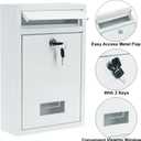 DEAYOU Wall Mount Mailbox with Key Lock, Locking Mail Box for Outside, Steel Cover Metal Dropbox, Security Postbox with Slot for Envelope, Letter, Home, Office, 12.6" H x 8.5" L x 3.3" W, White