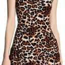Women's Y2k Leopard Print Cami Dress Sleeveless Spaghetti Strap Mini Sexy Bodycon Pyjamas Dress, Size Large