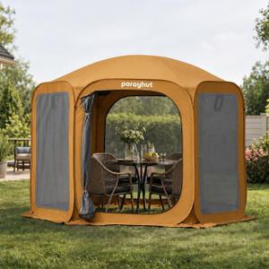 Porayhut Pop up Screen House Tent Sun Shelter with Breathable Mesh Doors,Portable Camping Tent with Detachable Waterproof Floor,10x10FT Screen Canopy Outdoor for Family Friends Party, Large size