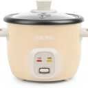 AROMA® Mini Rice Cooker, 2-Cup (Uncooked) / 4-Cup (Cooked), Grain Cooker, Soup Maker, Oatmeal Cooker, Auto Keep Warm, 1 Qt, Milk Tea color