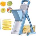 ONCE FOR ALL Upgrade Safe Mandoline Slicer Plus, Biger Size, Adjustable Vegetable Food Chopper Potato Fries Cutter, Detachable Blade, Kitchen Chopping Artifact, Gift (SkyBlue) (Gray)