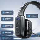 Bluetooth Headset, 60hrs AI Noise Canceling V5.2 Over Head Headphones, Single Ear Trucker Wireless Headset with Mic, Mute Button, Multipoint, for Phones PC Computer Truck Driver Office Work - Black