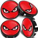 4 x 65mm Wheel Centre Alloy Hub Center Caps Compatible with VW 3B7 601 171 / 6U7 601 171 Hubcaps Black Red Eyes CV 9