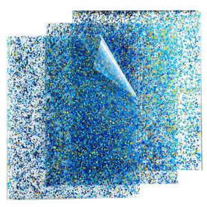 Confetti Dot Glitter Acrylic Sheets 12" x 12" Clear Sparkly Cast Plexiglass Sheets 1/8 Thick for Laser Cutting and Engraving CNC Laser Ready Acrylic (3, Blue-Gold, 12"x12")