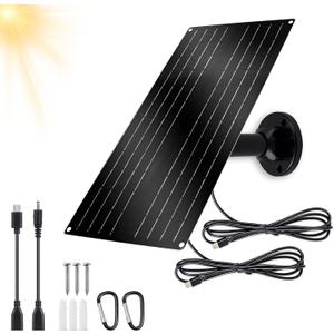 12W Solar Panel for Security Camera, 5V USB-C Solar Charger with Micro USB & Barrel Adapters, Outdoor Weatherproof for Continuous Home and Property Monitoring (3)