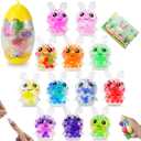 12 Packs Bunny Squeeze Toys with Gift Card, Bunny Stress Balls Squishies Toys for Kids Girls Boys Easter Egg Hunt Party Favors for Kids Birthday Gifts for Boys Girls