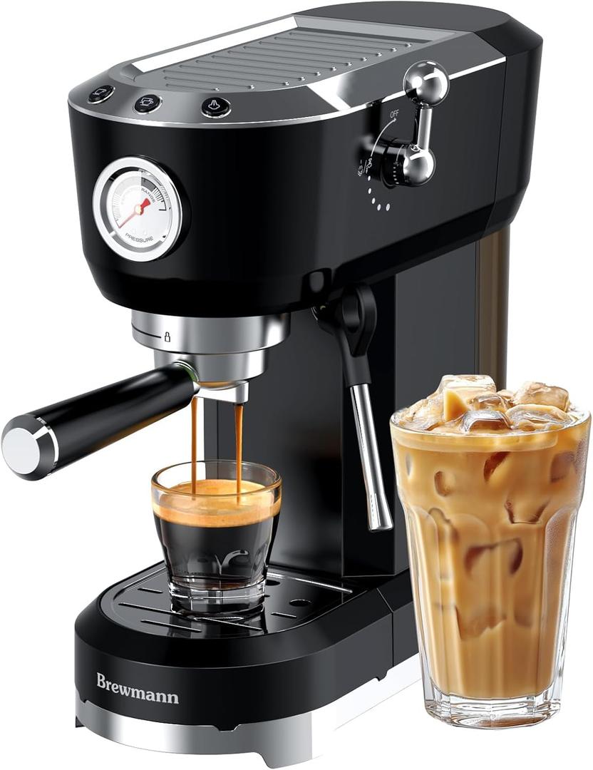 Espresso Machine with Powerful Steam Milk Frother, 20 Bar Coffee Machine for Latte, Cappuccino, Compact Espresso Maker for Home, Fast Heating, 42oz Removable Water Tank, Black