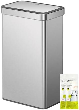 EKO 21 Gallon Touchless Motion Sensor Kitchen Trash Can, Stainless Steel | 80L| Stainless Steel | Soft-Close | Fingerprint-Resistant | Bucket-Free Interior |Automatic Garbage Can| Recycling Bin
