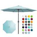 JEAREY 9FT Outdoor Patio Umbrella Outdoor Table Umbrella with Push Button Tilt and Crank, Market Umbrella 8 Sturdy Ribs UV Protection Waterproof for Garden, Deck, Backyard, Pool (Light Blue)