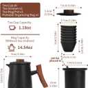 Travel Tea Set for Adults Ceramic Tea Set with 1 Tea Pot 6 Tea Cups Set of 6 Tea Mug with Infuser and Lid 14.54 OZ Large Cup Strainer with Bag Holder for Loose Leaf Tea Gift for Tea Lovers (Black)