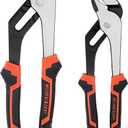 HORUSDY 2-Piece Groove Joint Plier Set, 8" & 10" Adjustable Water Pump Pliers, Straight Jaw Tongue and Groove Pliers for Plumbing, Pipe Fittings, Nuts, Bolts, and Home Repair