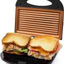 OVENTE Electric Panini Press Grill with Nonstick Plates, LED Indicator Lights, Thermostat Control, Compact Sandwich Maker Perfect for Cooking Breakfast, Steaks, Eggs Snacks & More, Copper GP0110CO