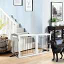 ZJSF Freestanding Dog Fence Indoor, Foldable Dog Gate for Doorways, Stairs or Hallways, Sturdy Wood Extra Wide Pet Gate with Support Feet for The House, White, 24 "Height-3 Panels