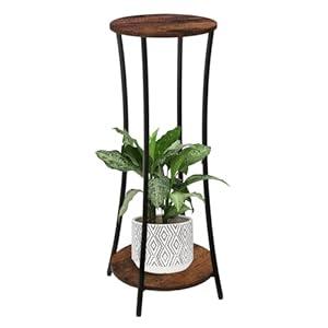YINMIT Plant Stand Indoor, 2 Tier Round Potted Holder Rack, Flower Pot Stand Shelf, Round Supports Rack, Corner Plant Shelf for Balcony Garden Patio Living Room, Retro