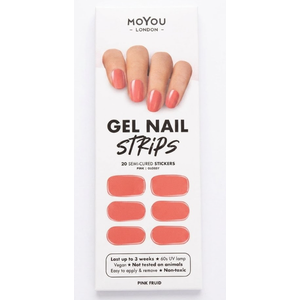 MOYOU LONDON Semi Cured Gel Nail Strips - 20 Pcs. Waterproof Gel Nail Wraps, Cures in Sunlight or UV/LED Lamp, Lasts Up to 2+ Weeks, Stretchable, Easy to Apply & Remove, Vegan & Cruelty-Free, Pink