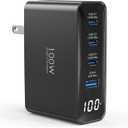 100W USB C Charger, 4-Port PD Fast Charging Station with LED Display, GaN Compact Foldable Laptop Charger for MacBook Pro/Air, iPad Pro, for iPhone 17/16/15 Pro Max, Galaxy S25/S24 Ultra, Steam Deck