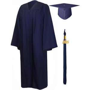 GraduationMall Matte Graduation Gown Cap Tassel Set 2025 for High School and Bachelor (54, Navy)