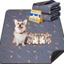 Sunheir 2-Pack Extra Large Reusable Dog Mat for Floor, Waterproof Dog Playpen, Super Absorbent Washable Pee Pads for Dogs, Pet Whelping Mat, Potty Training - 36" x 72" (Leaves - Deep Grey)