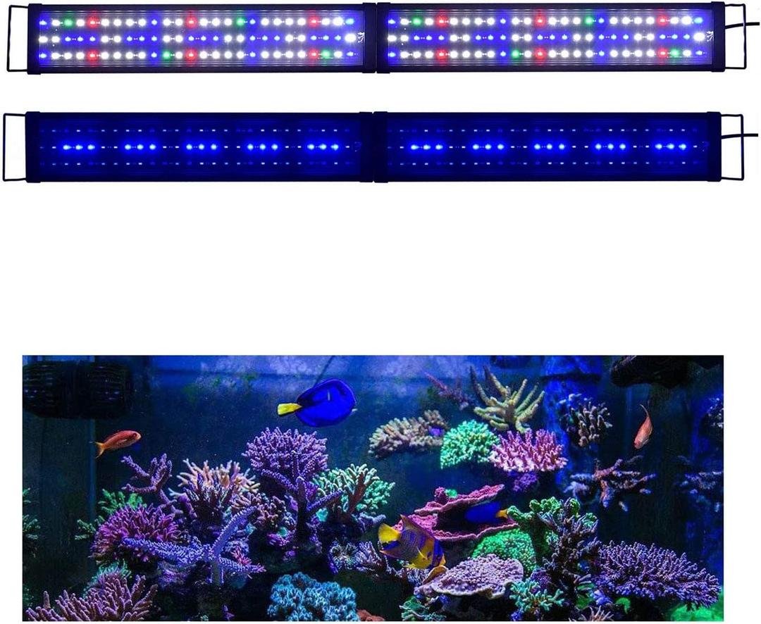 KZKR Upgraded Aquarium Light LED Full Spectrum 48-60 inch Hood Lamp for Freshwater Marine Plant Multi-Color Decorations Light 120-150 cm