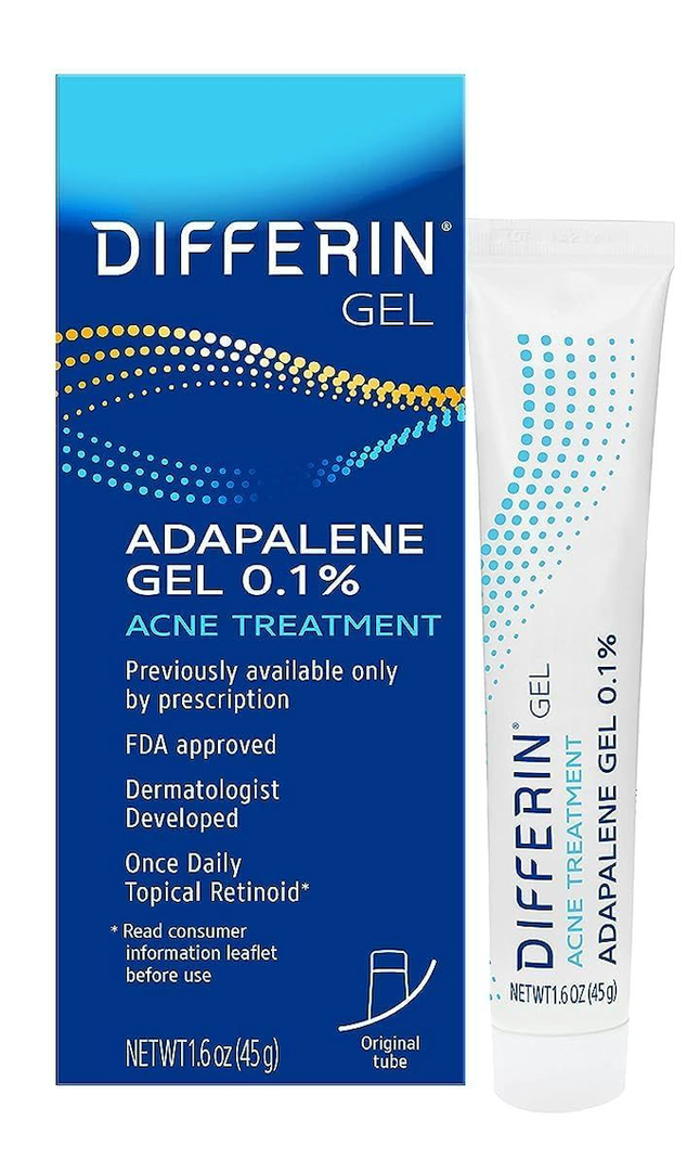 Differin Acne Treatment Gel, 180 Day Supply, Retinoid Treatment for Face with 0.1% Adapalene, Gentle Skin Care for Acne Prone Sensitive Skin, 45g Tube, Pack of 1