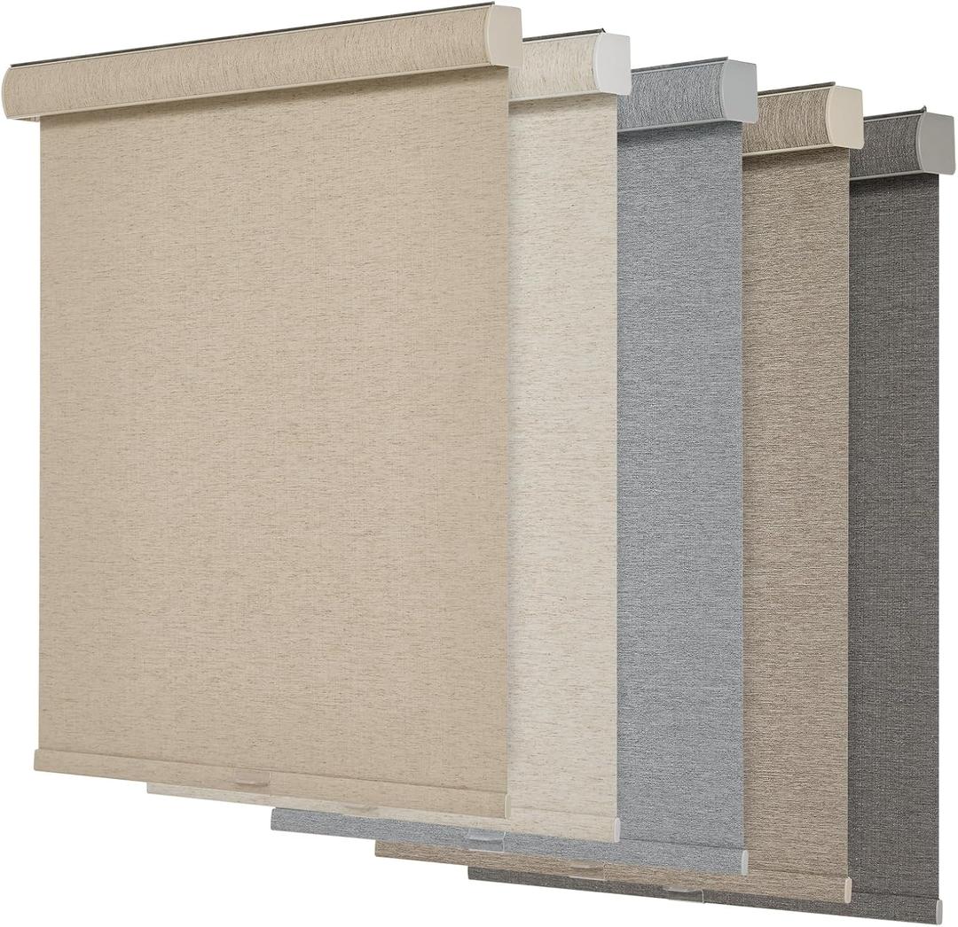 Persilux Blackout Roller Shades for Windows,Cordless,Linen Fabric,Roller Blinds for Windows,Thermal Insulated Fabric UV Protection,Window Shades for Home,Office,Bedroom,Door,Blackout-Beige,Custom Now