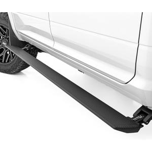 Rough Country Power Running Boards with LED Step Lights for Ram 2500/3500 Quad Cab (2010-2025) - Retractable Electric Side Steps, Non-Slip Aluminum Design