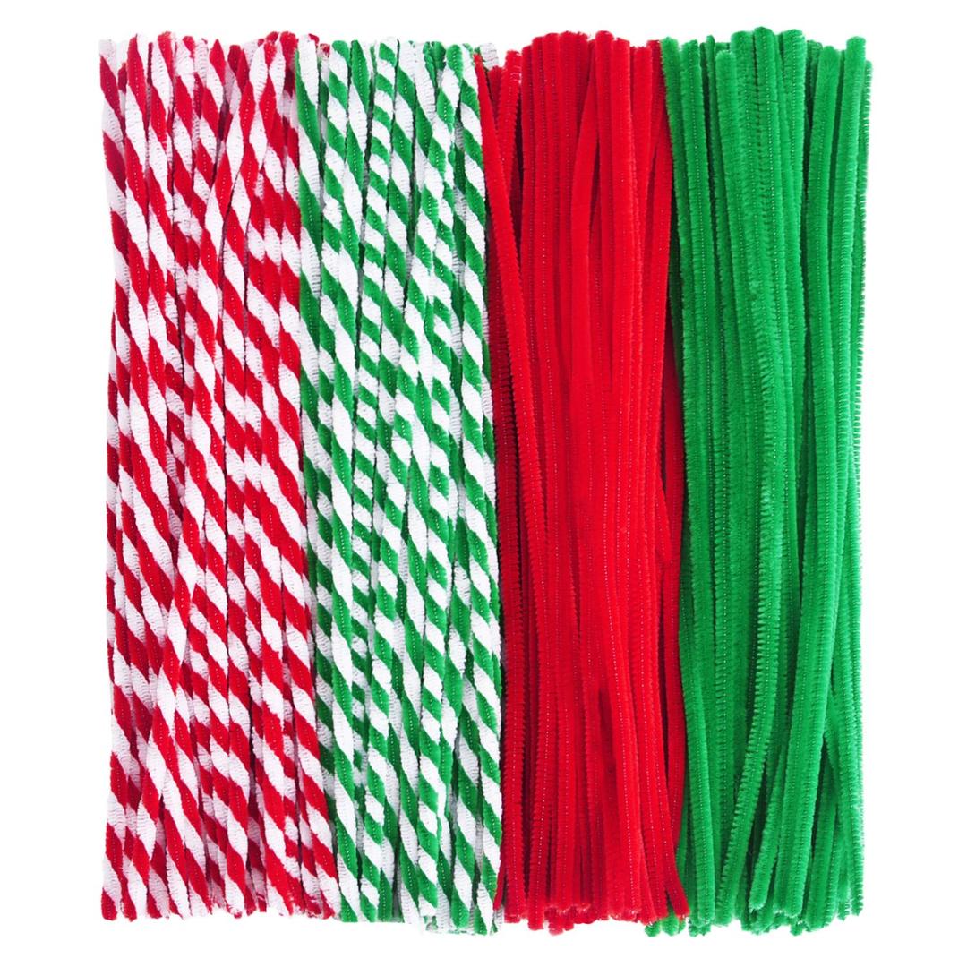 400 Pieces Christmas Pipe Cleaners Chenille Stems for DIY Art Crafts Decorations Supplies, Red Green White