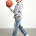 PATPAT Boys Thermal Hoodie, Cotton Fleece Pullover Sweatshirt with Kangaroo Pocket, Solid Color, Ages 6-12 (6-7 Years, Grey)