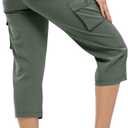 TBMPOY Womens Cargo Capris Lightweight Hiking Pants 6 Pockets Quick Dry Casual Outdoor Trip Loose Shorts Cropped Cotton (X-Large, Army Green)
