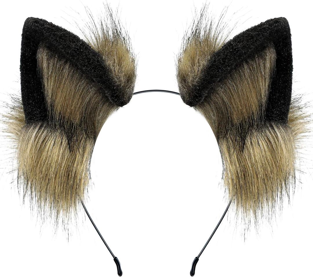 BNLIDES Handmade Fur Fox Wolf Cat Ears Headwear Adult Cosplay Costume Accessories for Halloween