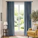 Lazzzy Blackout Dark Slate Velvet Curtains Rod Pocket 52×84 Inch 2 Panels