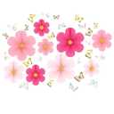 9 Pcs Pink Paper Ornaments: Fan Flowers with 3D Butterflies | Hanging Wall Decor for Women‘s Birthday Party, Bridal Shower, Wedding, Classroom Decoration