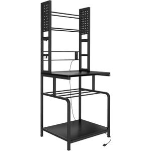 3D Printer Stand with Filament Storage and Power Outlet, Heavy-Duty 3D Printer Rack Holds 60 Filament Spools ABS/PLA/TPU, Perfect for Home Offices & Studios Carbon Fiber Black