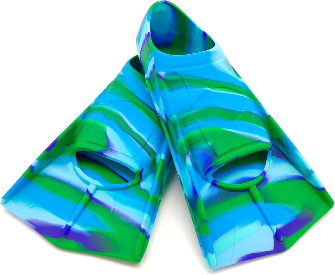 Swimming Training Fins,Comfortable Silicone Flippers for Swimming and Diving,Size Suitable Kids Girls Boys Adult (S ( US Kids 2-3.5 ), BH-Globe)