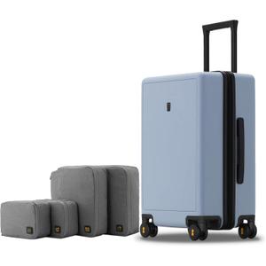 LEVEL8 Elegance Carry-on Suitcase, 20 Inch Carry on Luggage, Hardside Large Suitcases with Wheels, Tavel Bag with Tsa Lock, Light Blue