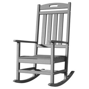 Outdoor Rocking Chair, All-Weather Resistant Poly Lumber Rocker Chair Outdoor, High Back Plastic Patio Rocking Chairs for Outside Porch Rocker Garden Lawn, Slate Grey
